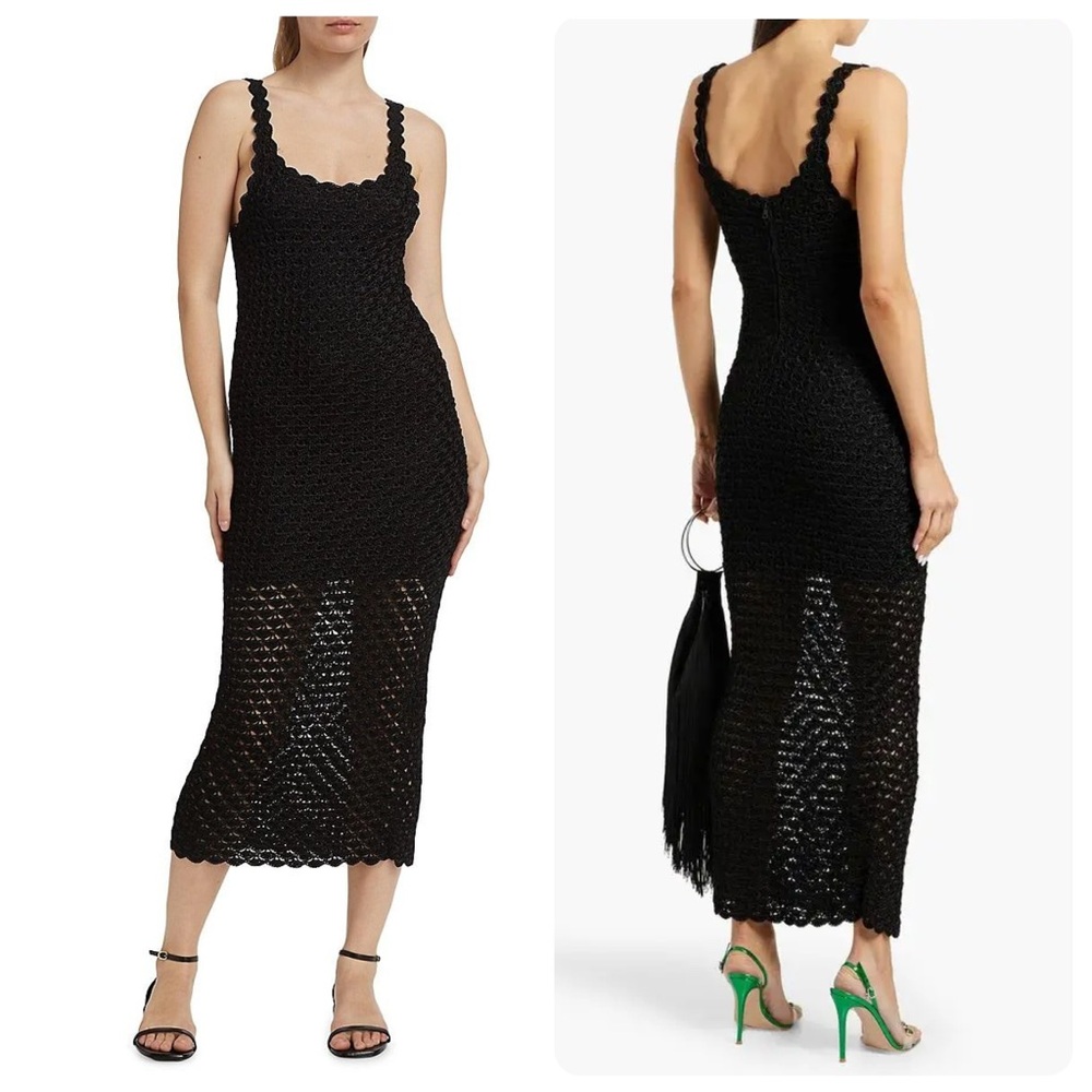 NWT Alice + Olivia BRAY Black Luster Crochet Dress – Size Large